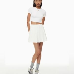 ARITZIA SUNDAY BEST Olive white pleated micro skirt